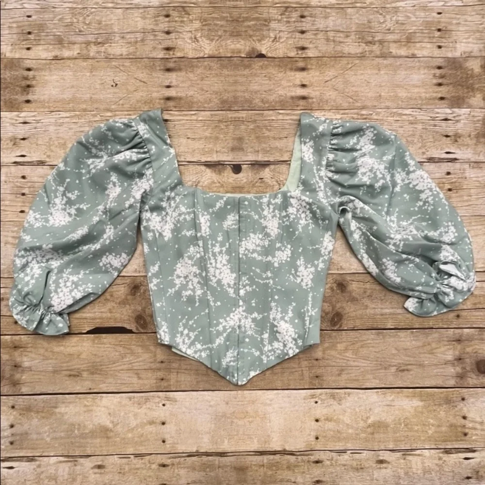 NWT Jill Renee Springfield Corset Bustier floral print cottagecore blouse top - Picture 14 of 15